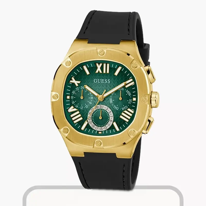 Guess Headline Multifunction Green Dial Black Strap Men’s Watch- GW0571G3